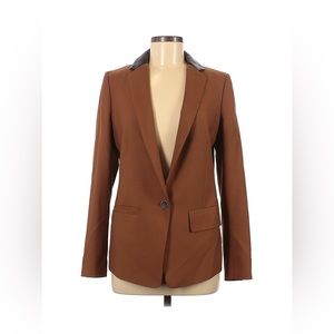 Club Monaco Brown Blazer with Leather Collar size 2